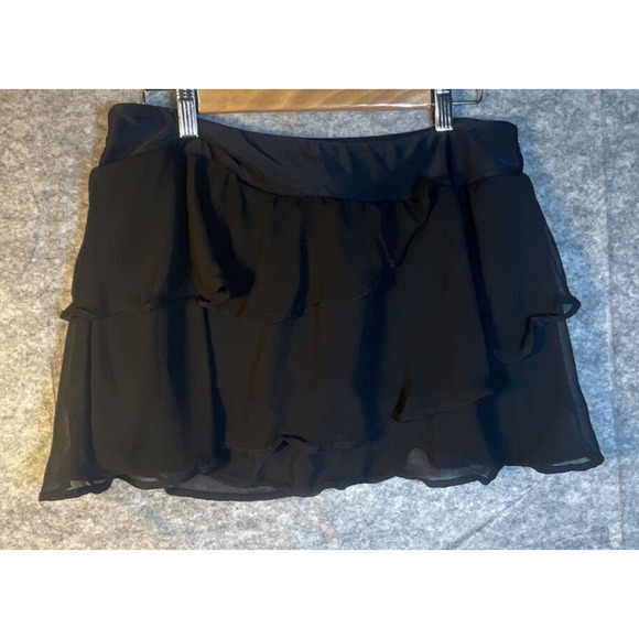 NWT Meet Curve Swim Skirt Black Ruffle Tiered Plus Size 2XL‎ - Picture 2 of 5
